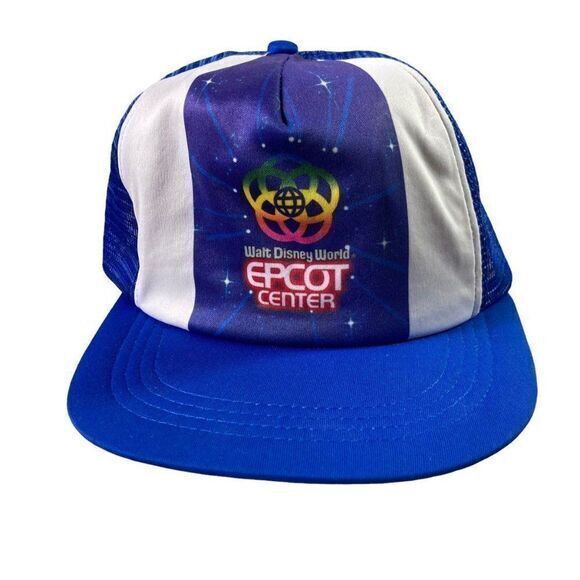 Walt Disney World Epcot Center Vintage Snapback Hat Unisex OSFA Blue Trucker Vtg - Picture 1 of 11